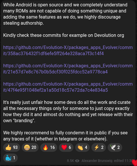 Developer's response exposing Joey's hypocrisy